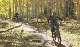 Woman riding a mountain bike