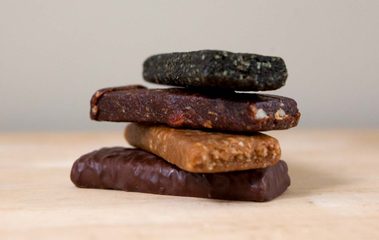 healthy hiking snacks - energy bars stacked